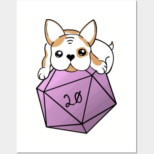 Frenchie on a D20 | French Bulldog | Fantasy Art | Dice Art | DND Dogs Posters and Art